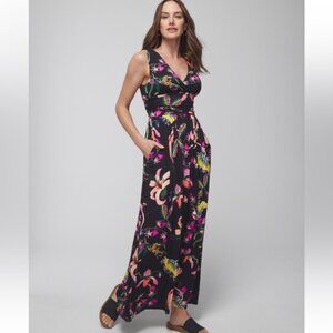 Soma Soft Jersey Shirred Shoulder Paradise Garden Party Bra Maxi Dress M NWT